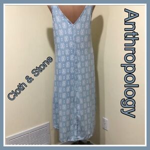 ANTHROPOLOGY Cloth & Stone Blue High Low Hem Chemise Dress Sleeveless ~ Sz S